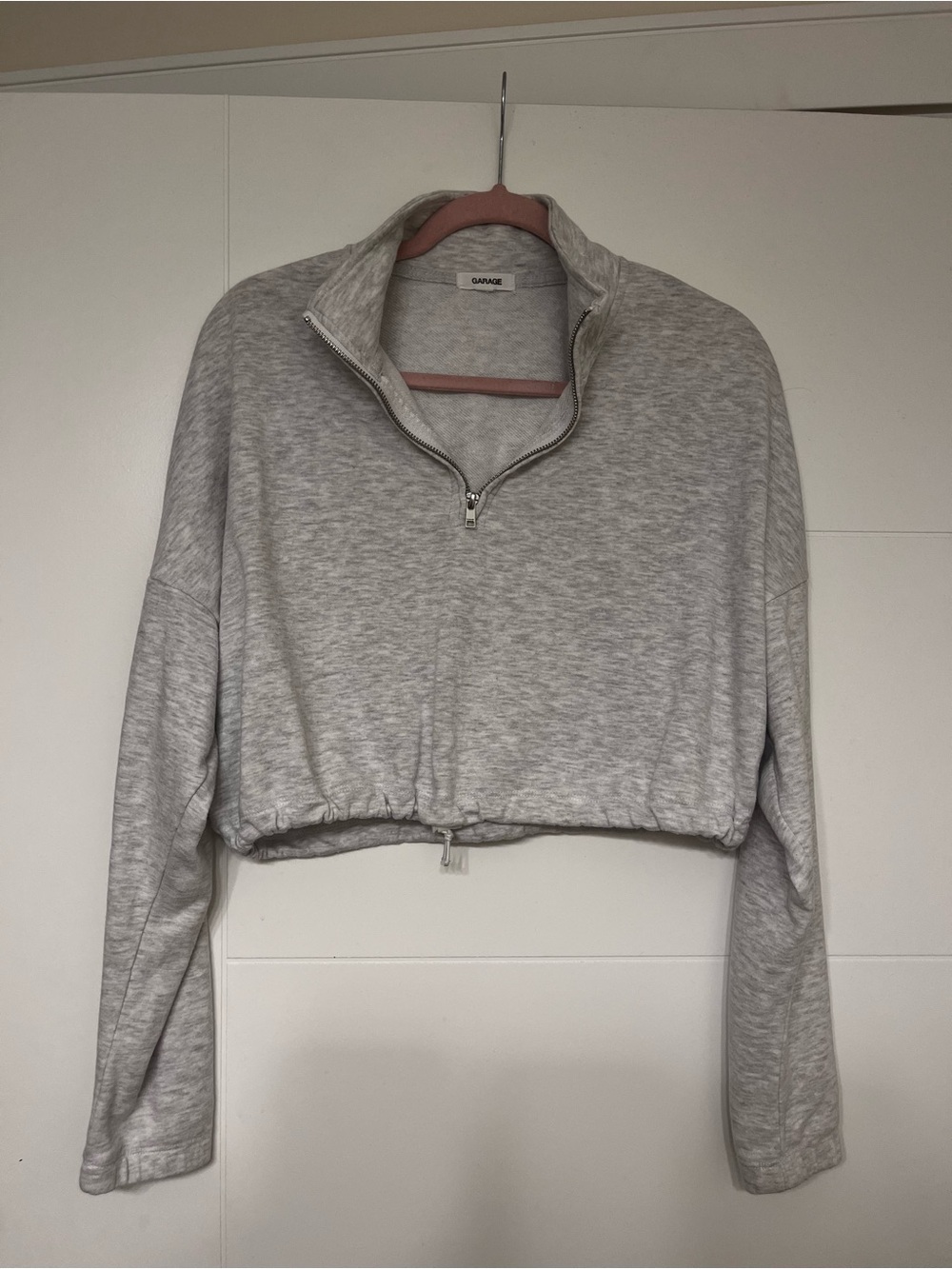 Garage Heather Gray Cropped Quarter-Zip Pullover